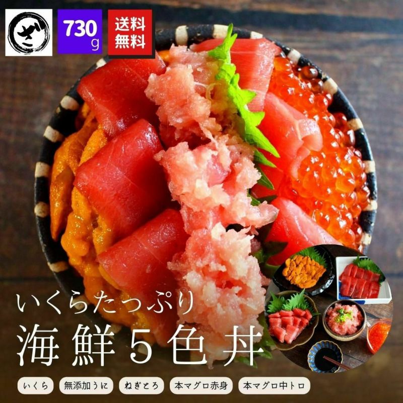 《5色海鮮丼セット》【送料無料】本マグロ（赤身・中トロ