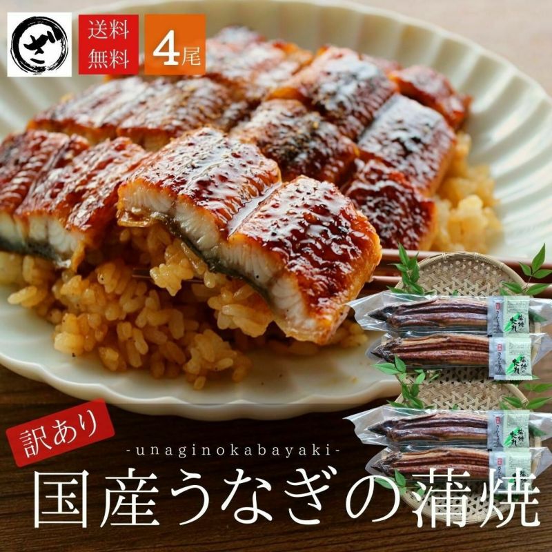 訳あり】国産うなぎ蒲焼 4尾(約125g×4）【送料無料】 うなぎ 鰻 ウナギ